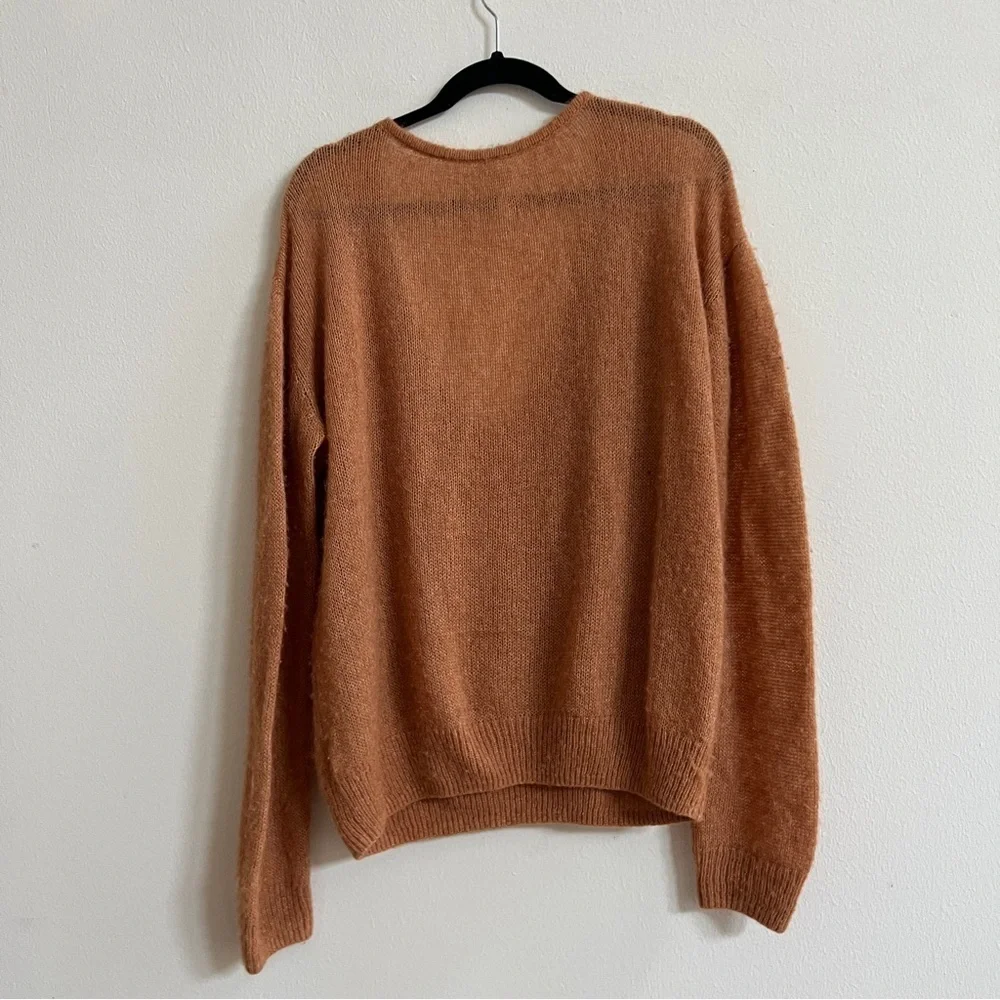 Free People Sweater S Gossamer Pullover Alpaca Wool Blend V-Neck Relaxed Fit